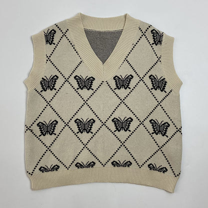Butterfly Embroidery Pullover Knitted Vest Sweater