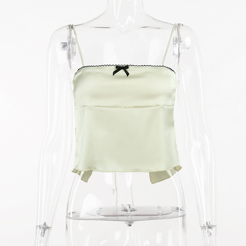 Lace Bow Satin Top
