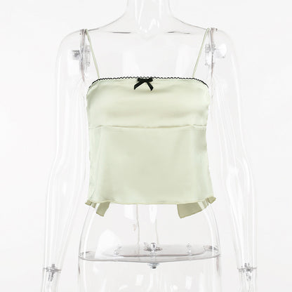 Lace Bow Satin Top