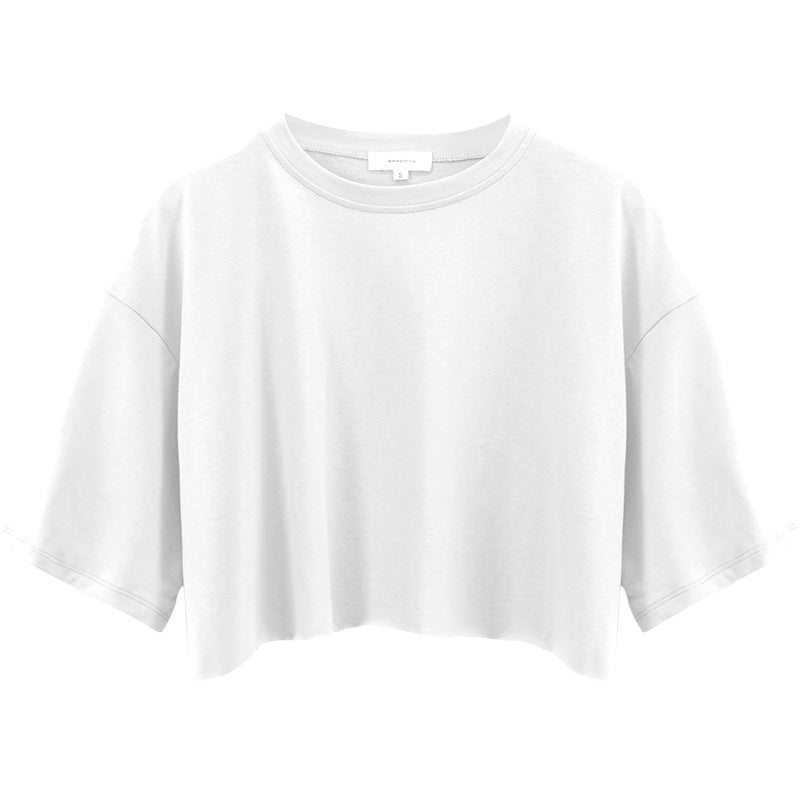 Cotton Solid Color Crop-Top