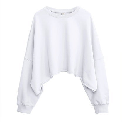 Cropped Slimming Crop-Top Sweater - Loose-Fitting (7517806493784)