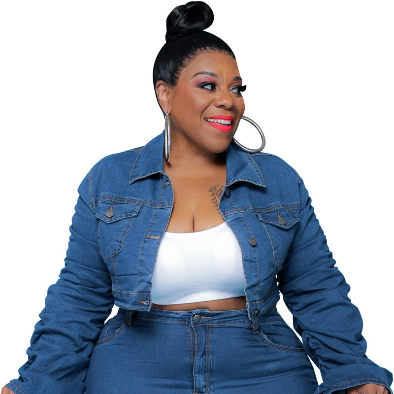 Pleat Piles - Denim Two-Piece Pleated Pile Pants & Top (7516547186776)