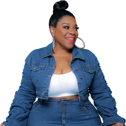 Pleat Piles - Denim Two-Piece Pleated Pile Pants & Top (7516547186776)