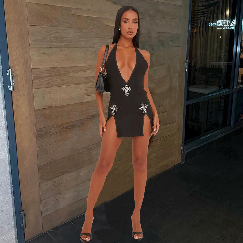 Backless Rhinestone Dress