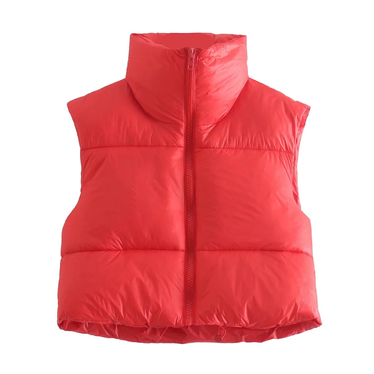 Sleeveless Zipped Stand Collar - Cotton Padded Vest (7516615704664)
