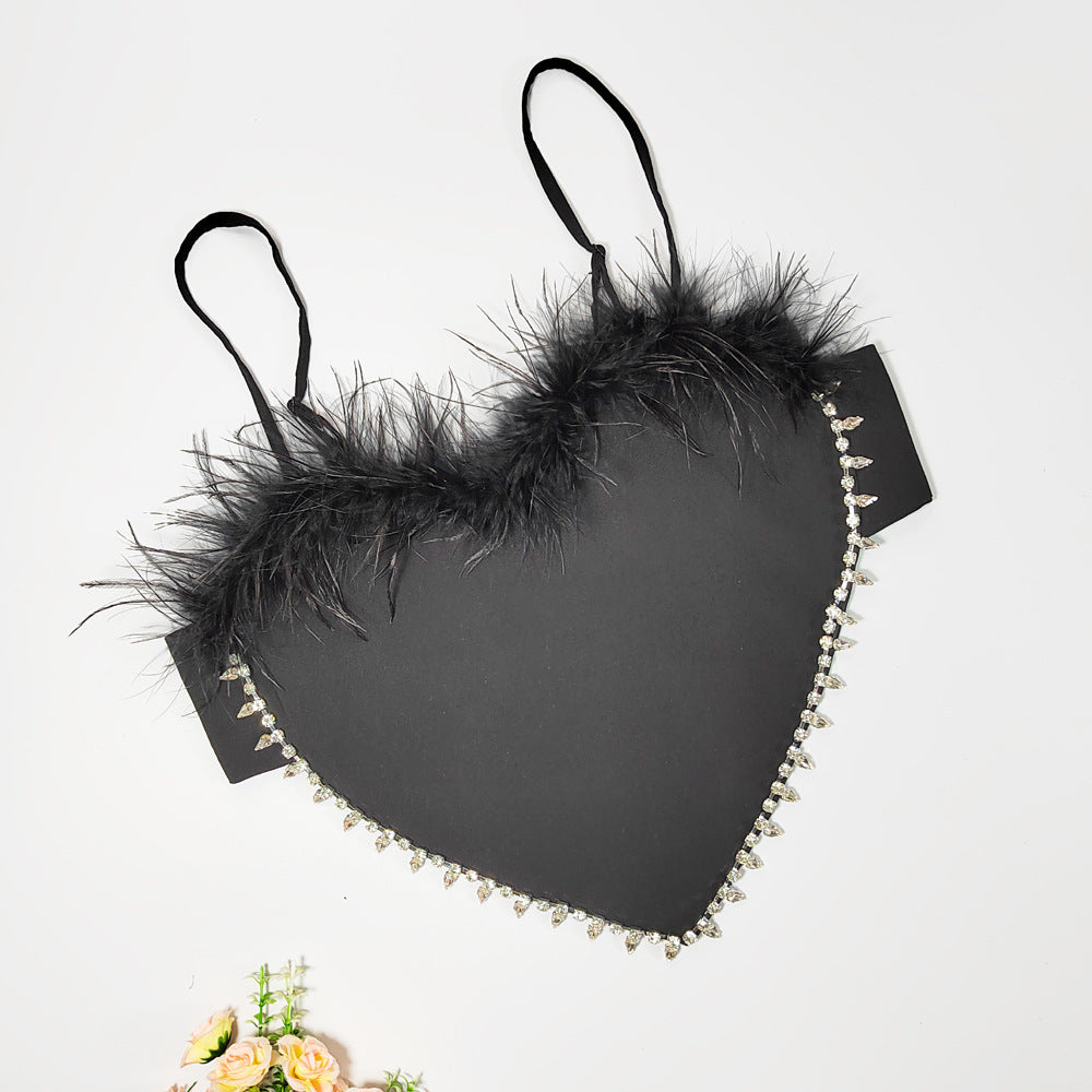 Heart-Shaped Feather-Wrapped Tube-Top