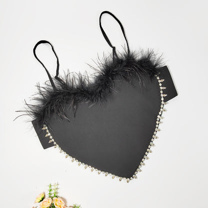Heart-Shaped Feather-Wrapped Tube-Top