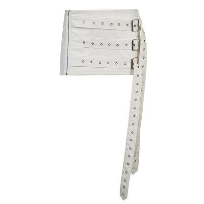 Multi-Belt Corns Adjustable Buckles Leather Skirt (7524754849880)