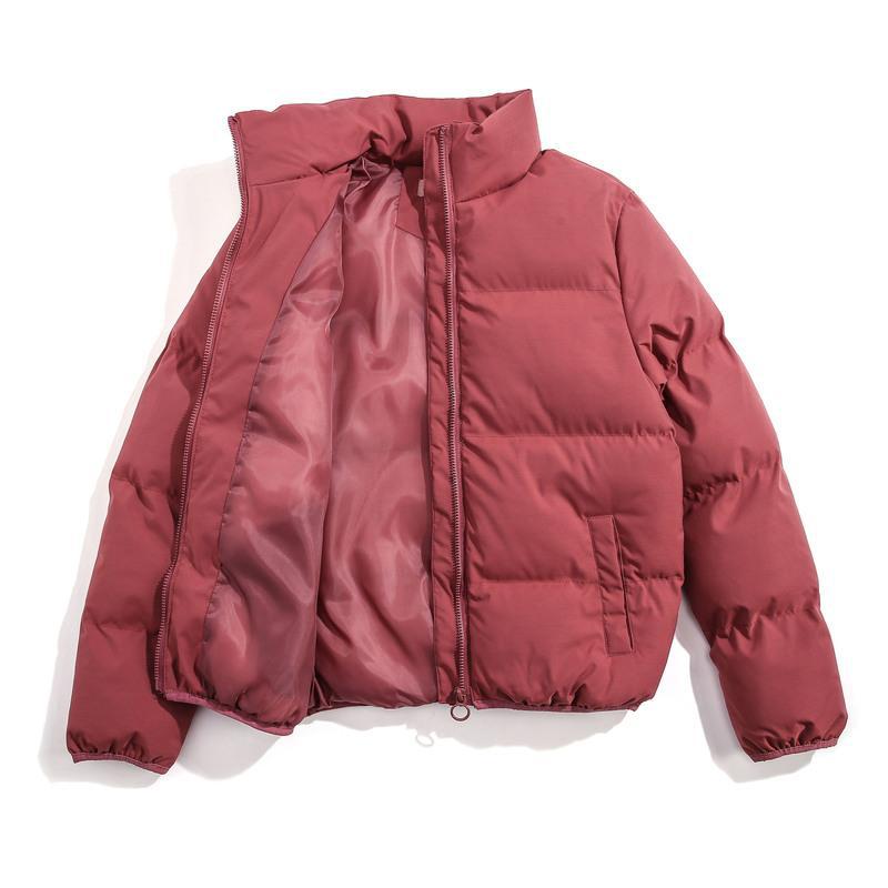 Plus Size Solid Color Cotton Stand-Up Collar Jacket
