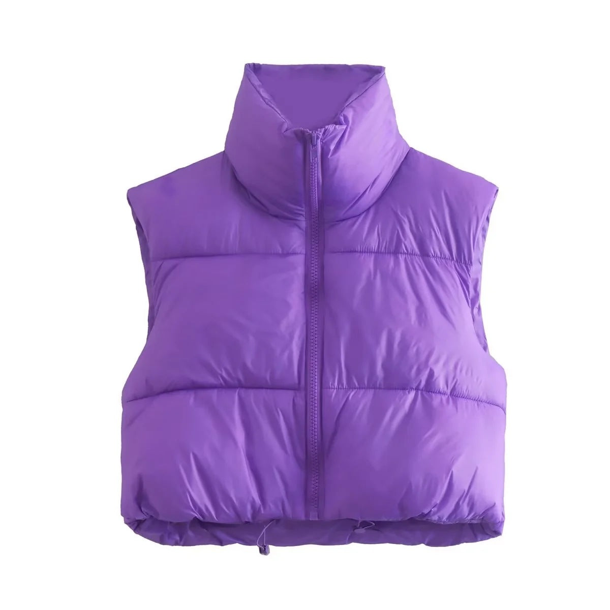 Sleeveless Zipped Stand Collar - Cotton Padded Vest (7516615704664)