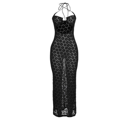 Halter Hollow - Criss-Cross Halter Hollow-Out Cut-Out Slim-Fit Sheath Dress (7516661284952)