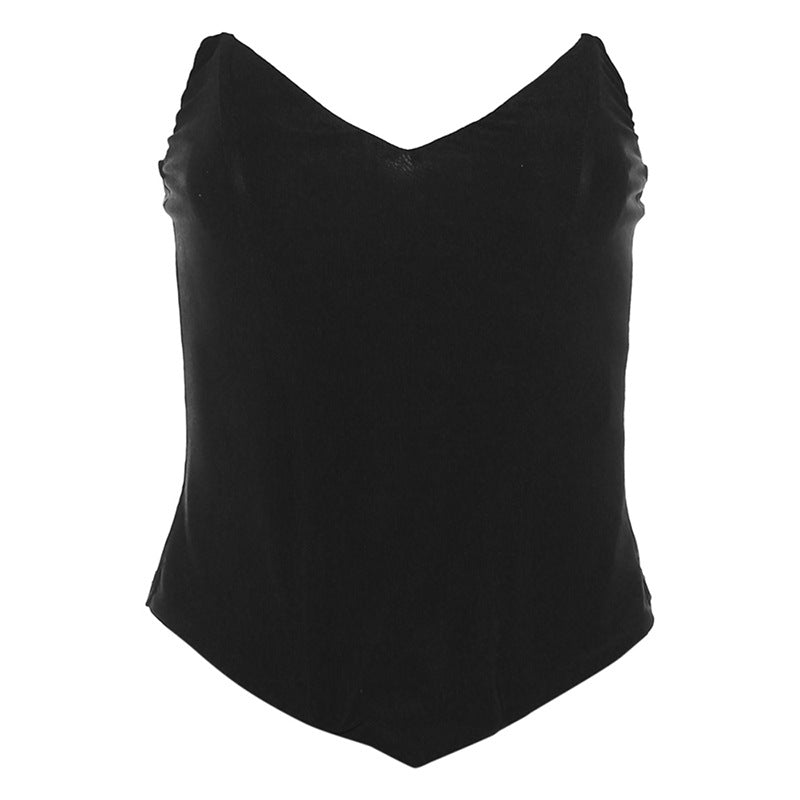 Backless Corners - Off-Shoulder Slim-Fit Solid Color Crop-Top (7517937827928)