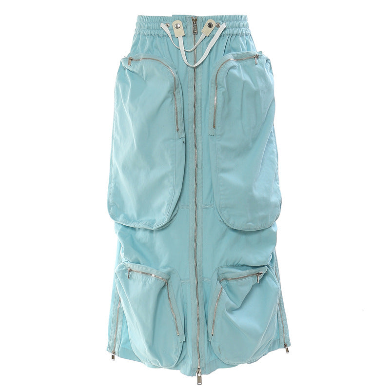 Pockets & Zippers Mid-Length Workwear Skirt
