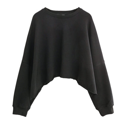 Cropped Slimming Crop-Top Sweater - Loose-Fitting (7517806493784)