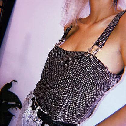 Chains Camisole Spaghetti Straps Baring Tube-Top