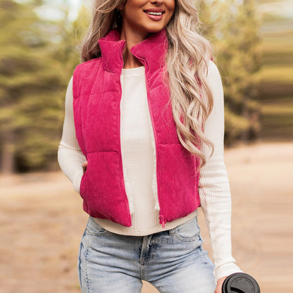 Solid Color Padded Vest Coat