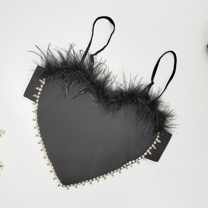 Heart-Shaped Feather-Wrapped Tube-Top