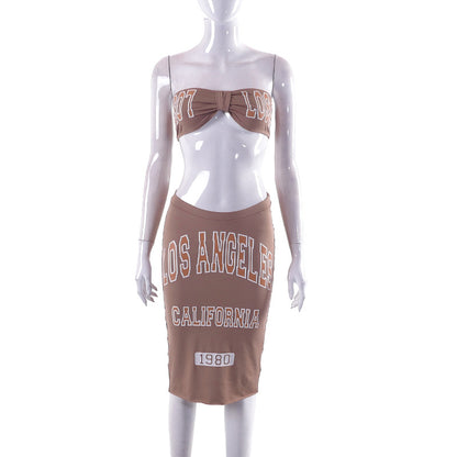 LOS ANGELES CALIFORNIA - Tube Top Graphics & Printing Elastic Waist-Skirt Two-Piece Set (7524282859608)