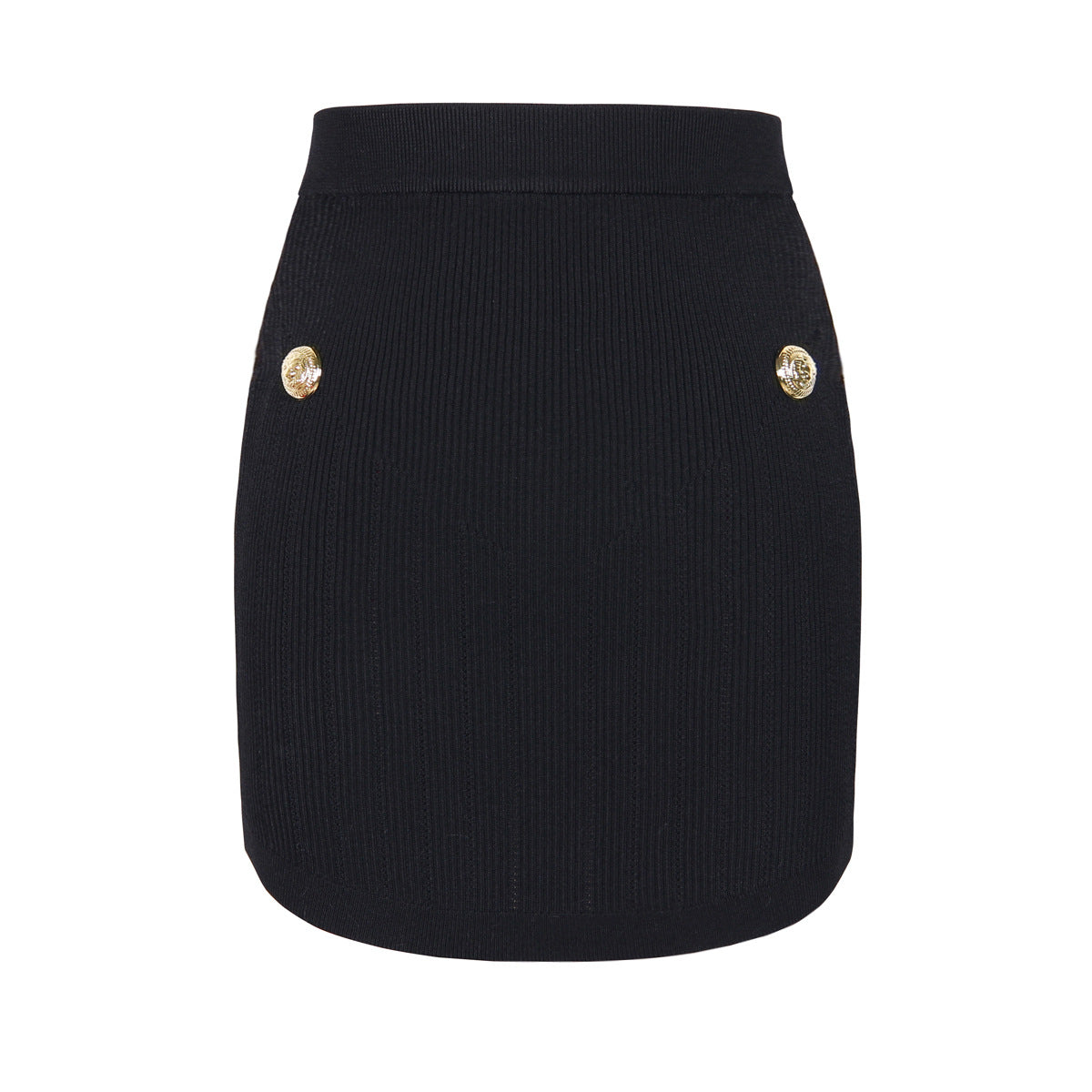 Woolen Gold-Details Stretchy Skirt (7524749672536)