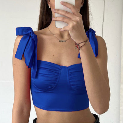 Bow-Knot Spaghetti Straps Corset Crop-Top