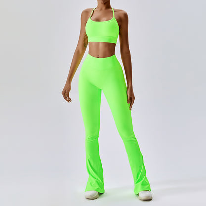 One-Shoulder Slightly-Flared Wide-Leg Pilates Set (7520614711384)