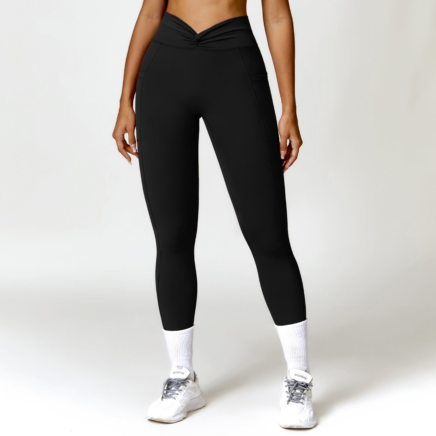 Cross-Ruffles - Cross-Ruffles High-Waist Yoga Pants (7520615170136)