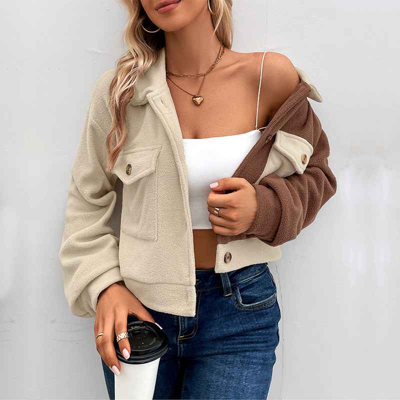 Color Matching Fleece Jacket