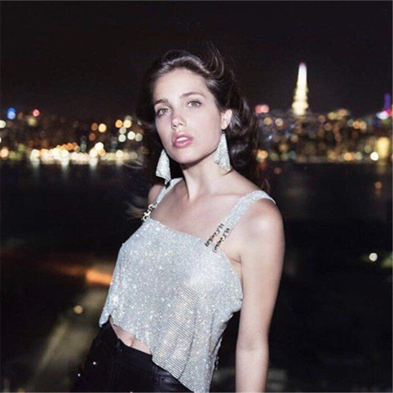 Chains Camisole Spaghetti Straps Baring Tube-Top