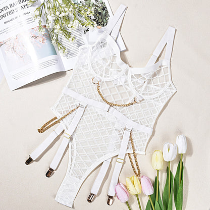 What A Cute Chains - Backless Lingerie Bodysuit With Chain Detail Fishnet (7517840179288)