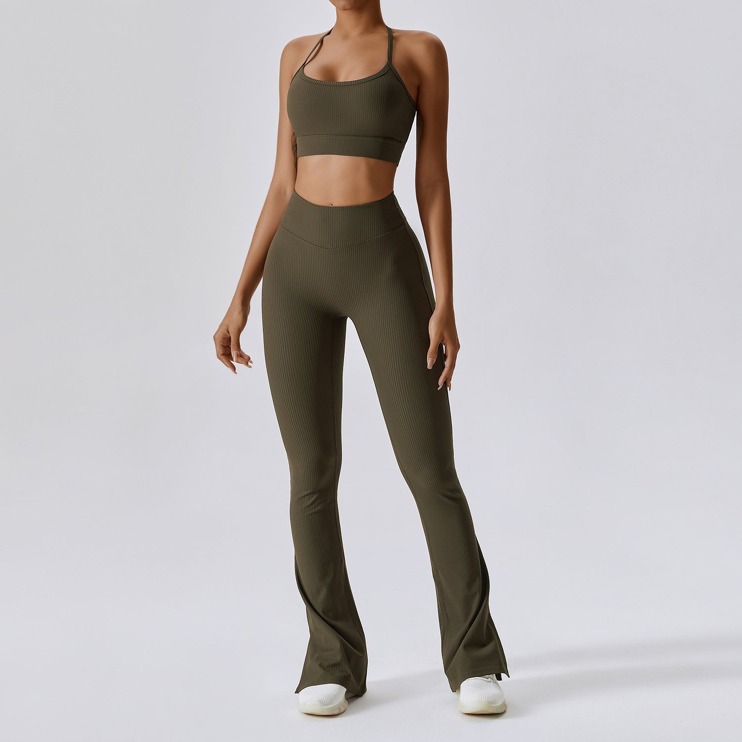 One-Shoulder Slightly-Flared Wide-Leg Pilates Set (7520614711384)