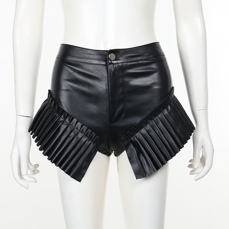 Leather Frill - Super Short Shorts (7516490465368)
