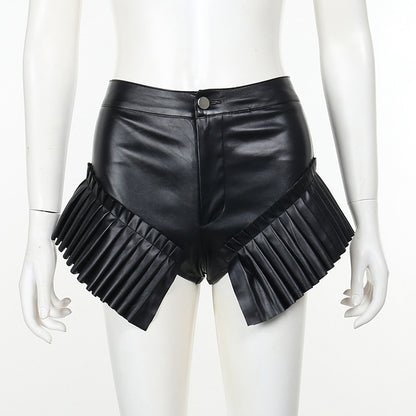 Leather Frill - Super Short Shorts (7516490465368)