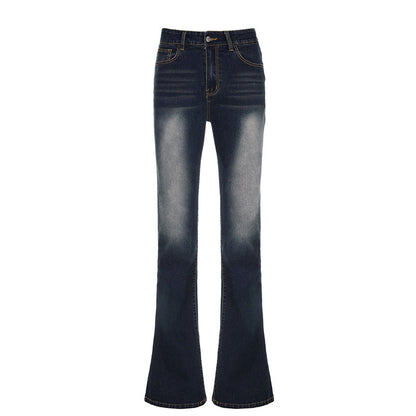 Gradient White Low-Waist Bootcut Slim-Fit Denim Jeans