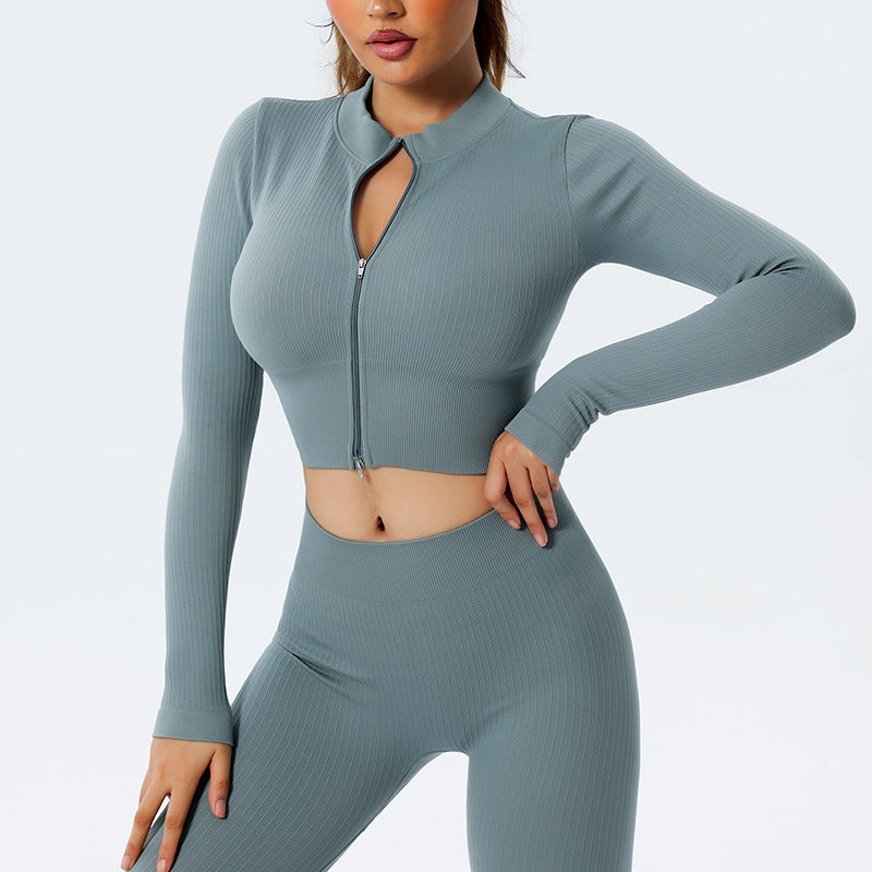 Mid-Zip - Collared Yoga Top Mid-Zipper & Yoga Shorts Set (7520691585112)