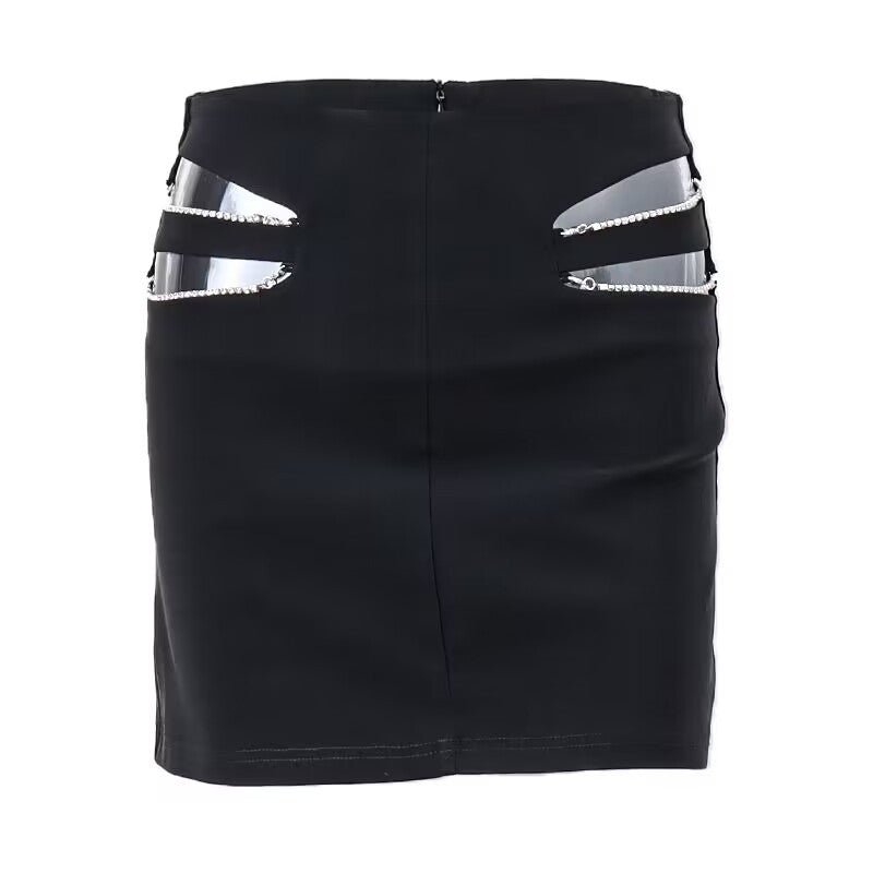 Metal Stitching Sheath Skirt