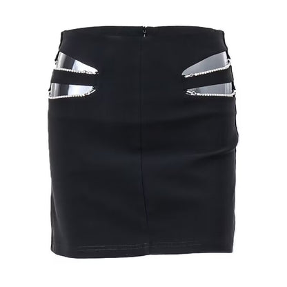 Metal Stitching Sheath Skirt
