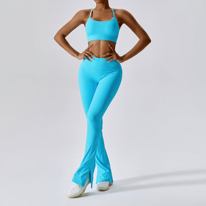 One-Shoulder Slightly-Flared Wide-Leg Pilates Set (7520614711384)