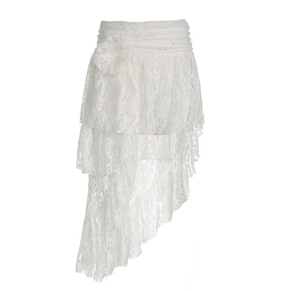 Asymmetrical Layered Crochet Lace Skirt