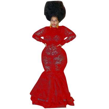 Plus-Size Lace Frill Dress
