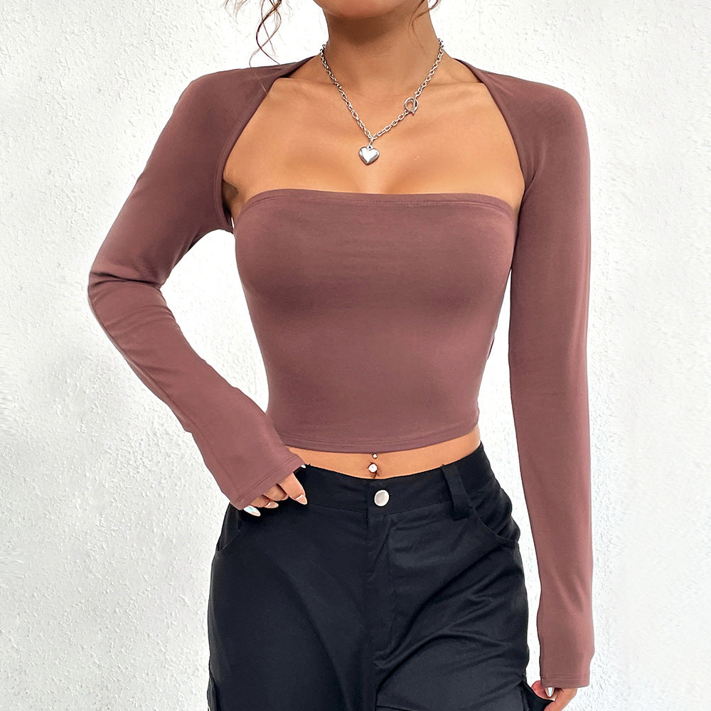 Long Sleeves Crop-Top Casual Yoga Top (7524754423896)