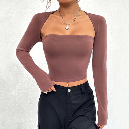 Long Sleeves Crop-Top Casual Yoga Top (7524754423896)