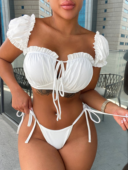 Ruffles - Drawstring Ruffles Bikini (7516579987544)