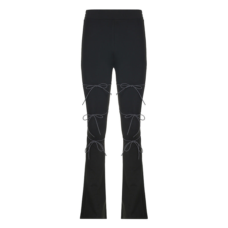 My Fav Pants - Bow-Bandage Long High-Waist Yoga Pants (7520615628888)