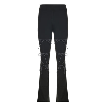 My Fav Pants - Bow-Bandage Long High-Waist Yoga Pants (7520615628888)