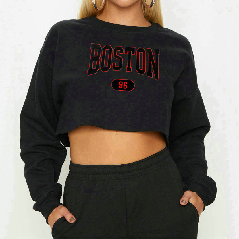 BOSTON Graphic Printing Cropped Long Sleeves Sweater (7517821632600)