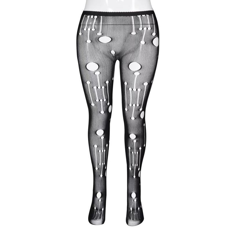High Waist Mesh Hollow Out Cutout Ripped Sexy Slim Fit Pantyhose Women Clothing (7525024301144)