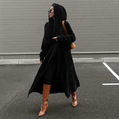 Solid Color Loose Hooded Bejirog Warm Trench