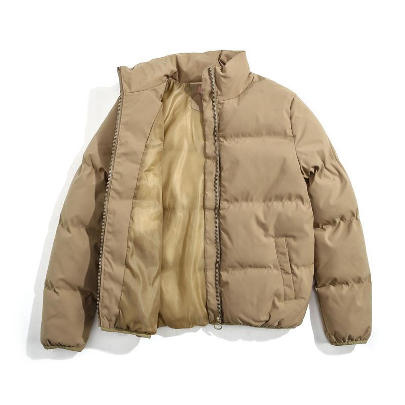 Plus Size Solid Color Cotton Stand-Up Collar Jacket
