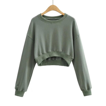 Terry Pullover - High-Waist Crop-Top Sweatshirt (7517822025816)