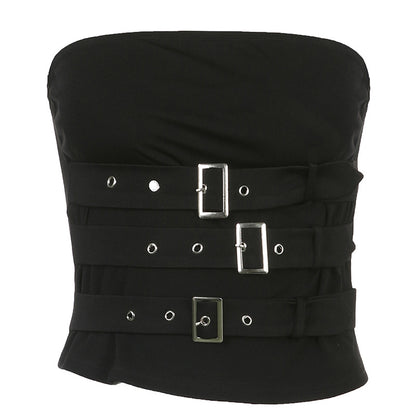 Multiple-Straps Metal Adjustment Buckles Off-The-Shoulder Tube-Top (7517921280088)